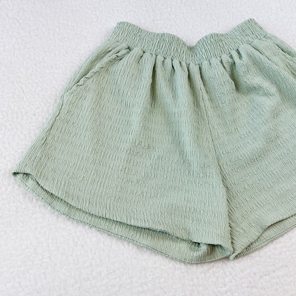 THER STUDIO • Mint Green Textured High-Waisted Mini Shorts - Picture 8 of 8
